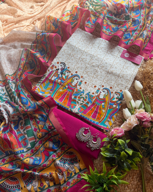 Jaam cotton mehfill pink suit set