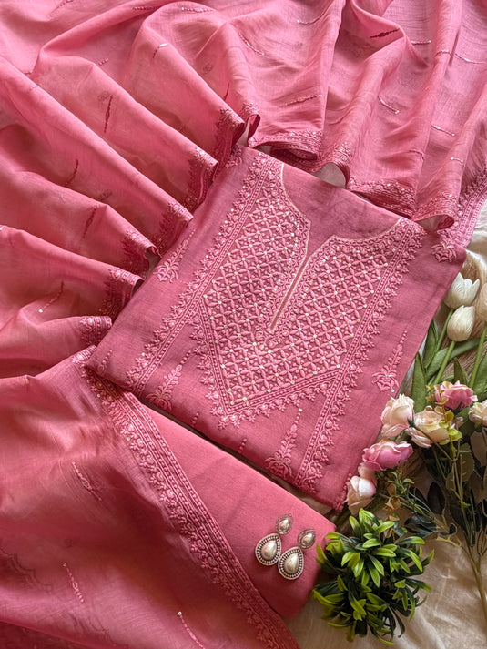 Lucknawi pure Mul cotton suit set