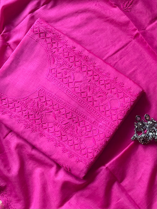 Bakhiya Chikankari pure mul suit set