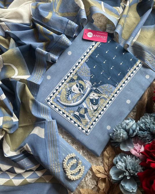 Handloom cotton doll print suit set