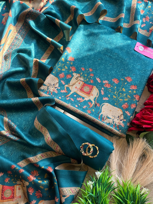 Pichwai cow soft spun suit set