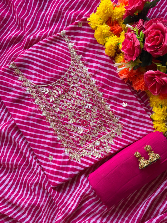 Lehria pure Georgette pita yog neck suit set
