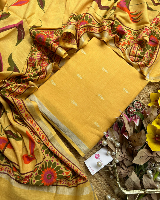 Linen Banarasi coloured edits with digital print dupattas