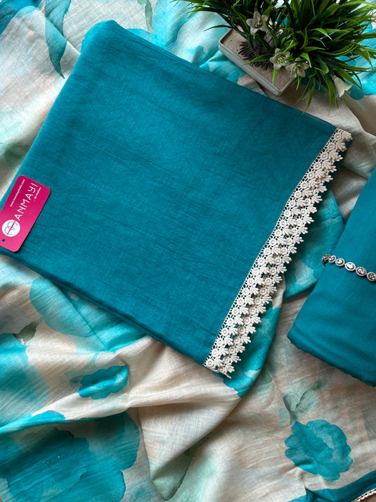 All over pure mul 3D print dupatta suit set