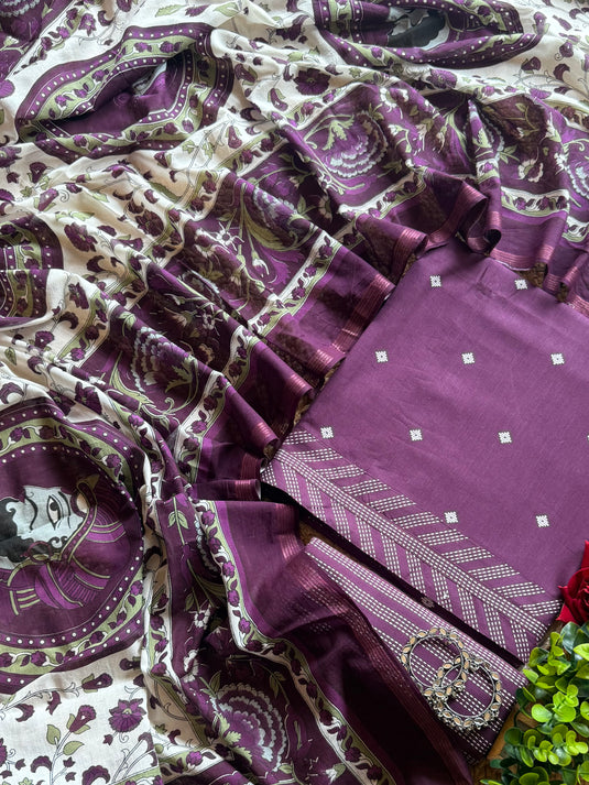 Digital dupatta pure handloom weave cotton suit set