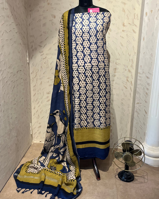 Abstract print organic linen suit set