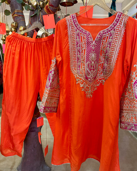 Upada silk leather dori work coord set