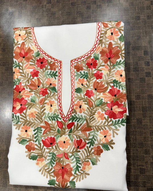 Unstitched coloured aari work coord set