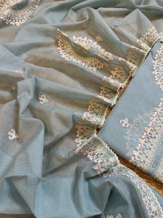 Kota Doria Dori zari embroidered suit set