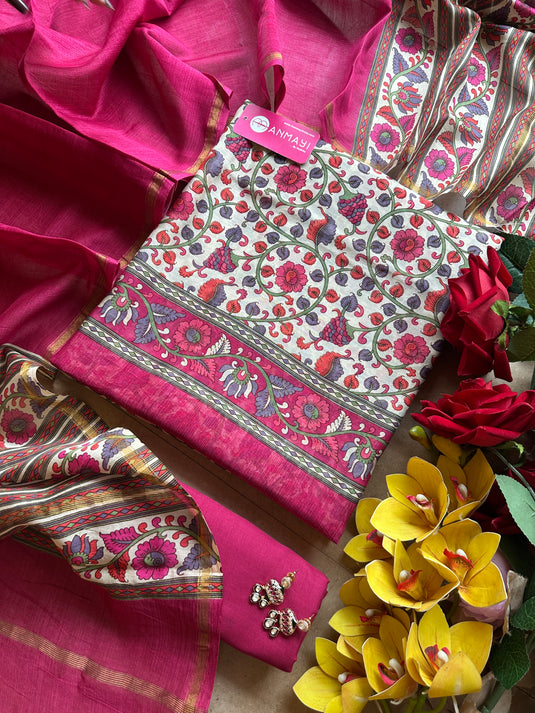 Kani print pure Maheshwari suit set