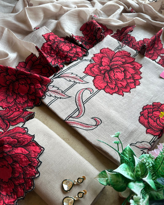 Embroidered cutwork pure mul suits