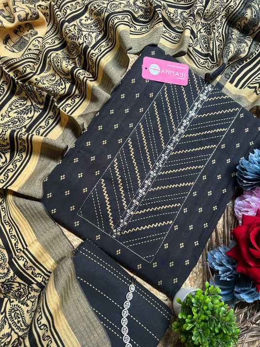 Handloom cotton weaving elephant dupatta suit sets