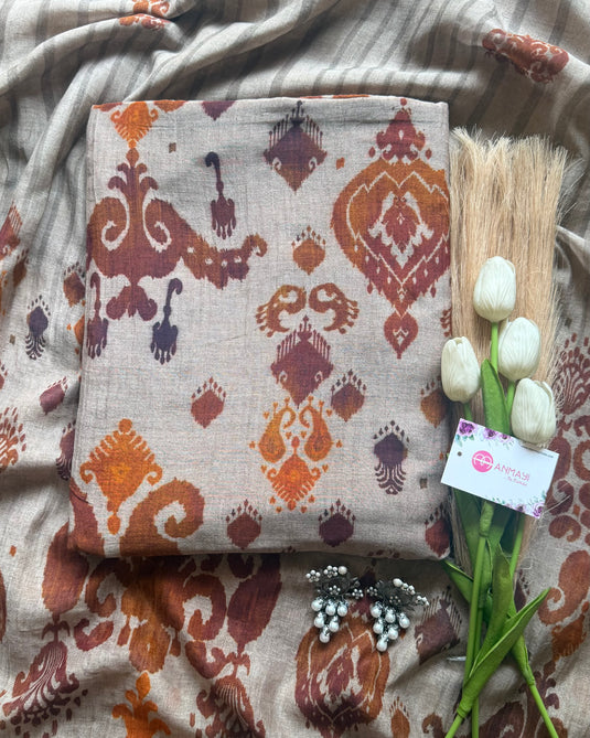 Patola beige combination pure Mul suit set