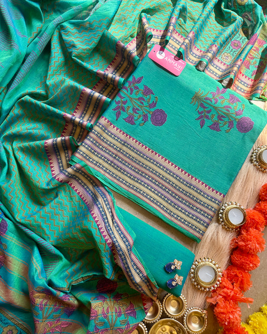 Mangalagiri south cotton block print suit set