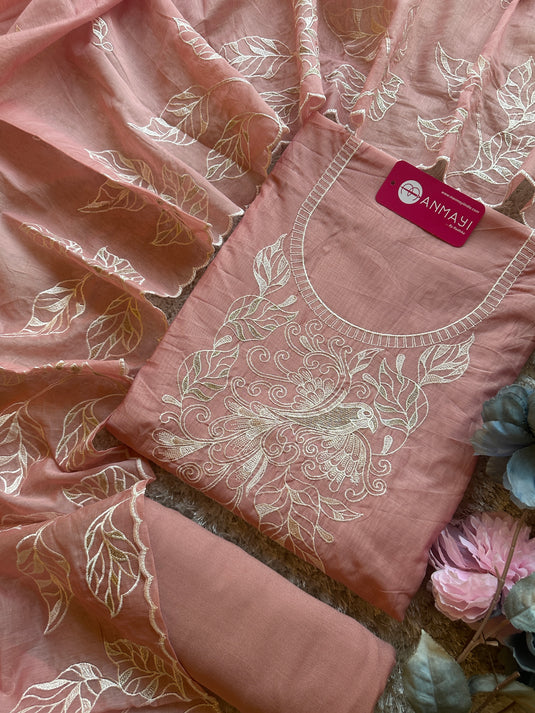 Mul Chanderi dori work bird suit set