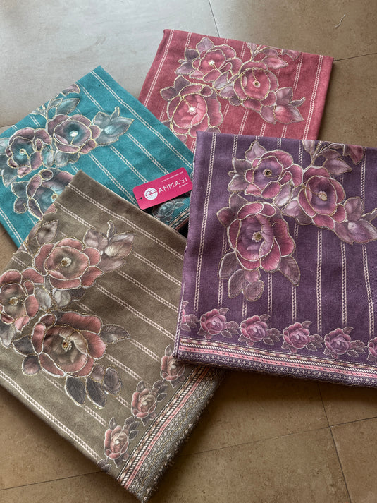 Stripy blooming flower spun suit set