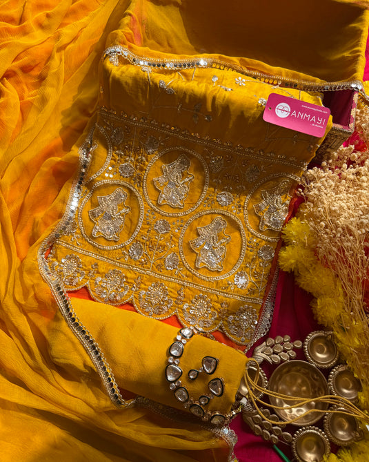 Semi crepe embroidered dulhan suit set