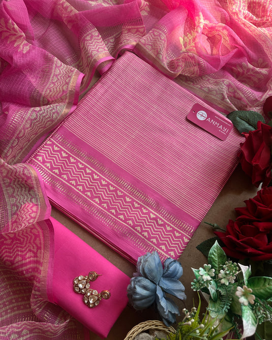 Handblock stripe vegan cotton suit set