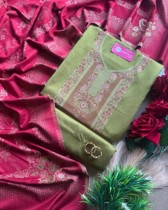 Jamawar glam combination suit set