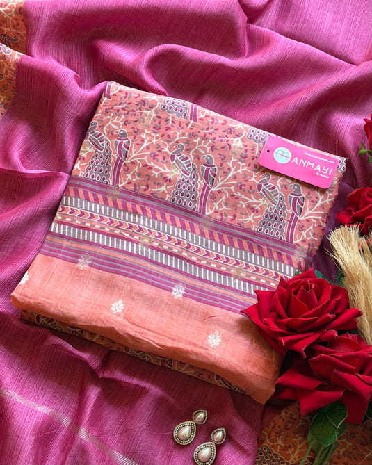 Pure Maheshwari banarasi madhubani weave suit set
