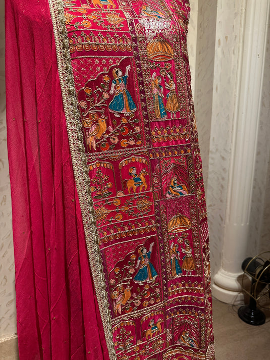 Semi crepe Dori highlight Mughal print suit set