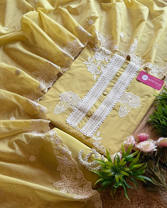 Patched Dori pure Mul Chanderi suit set
