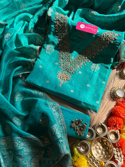 Bandhani Dolla silk elephant motif suit set