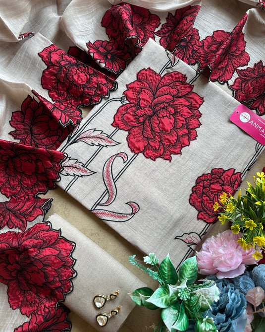 Embroidered cutwork pure mul suits