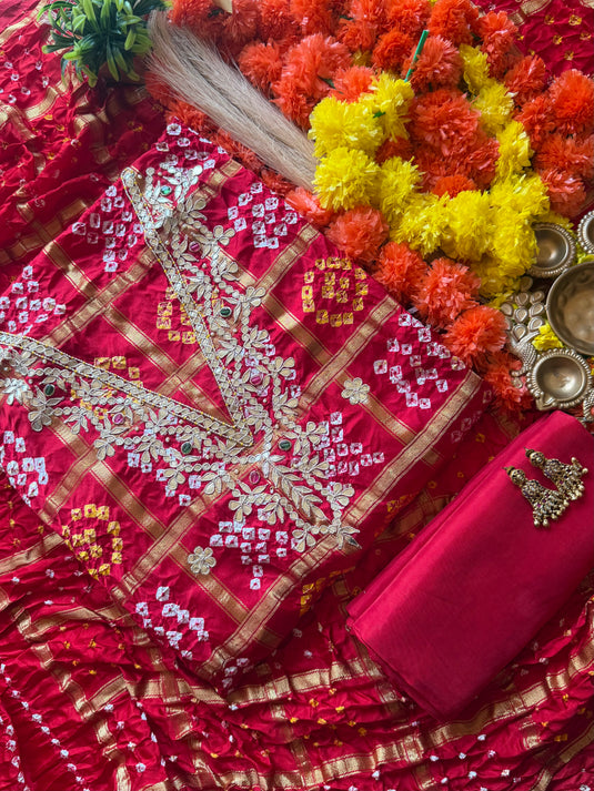 Ghadchola pita work pure gajji silk suit set