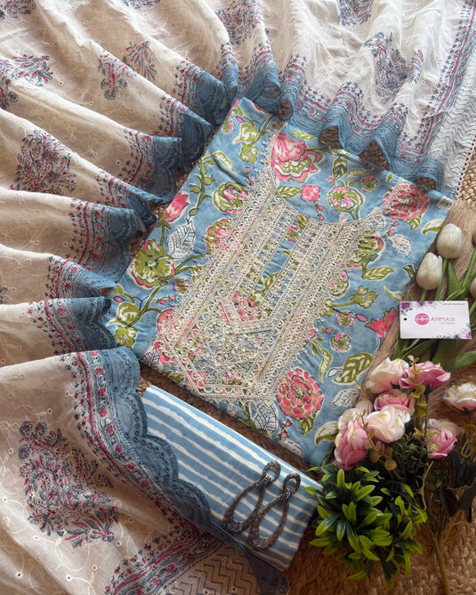 Vintage flora Cambric cotton suit set