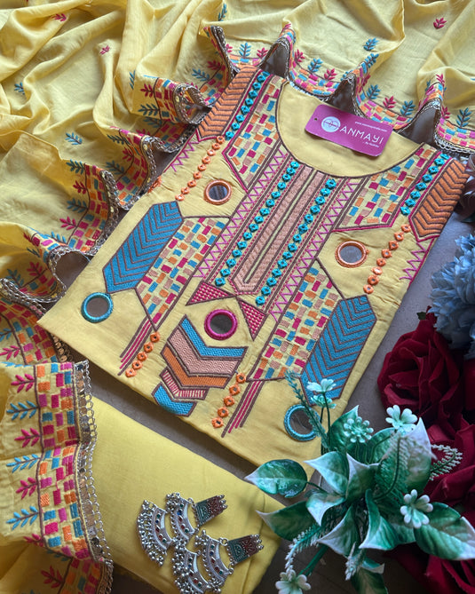 Mirror boho looks muslin suit set