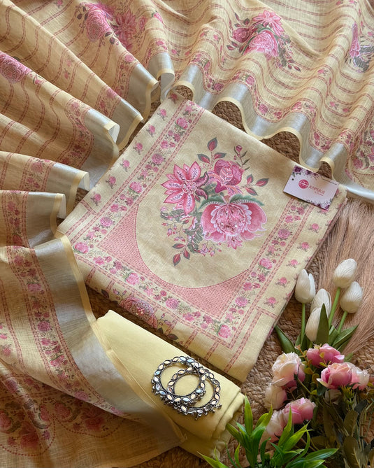 French frame linen suit set