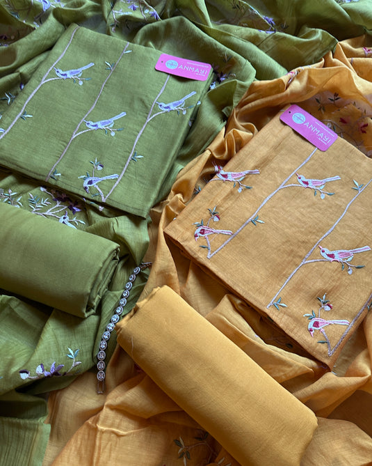 Pure mul chidiya pattern suit festive suit set