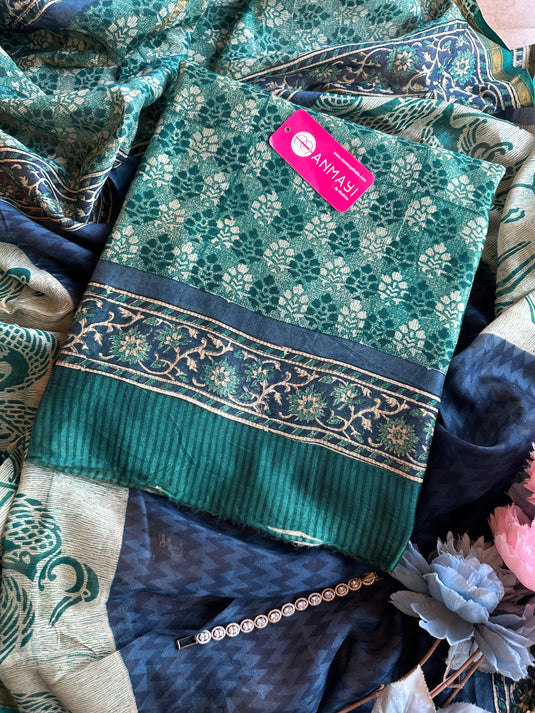 Pure Maheshwari block print suit set