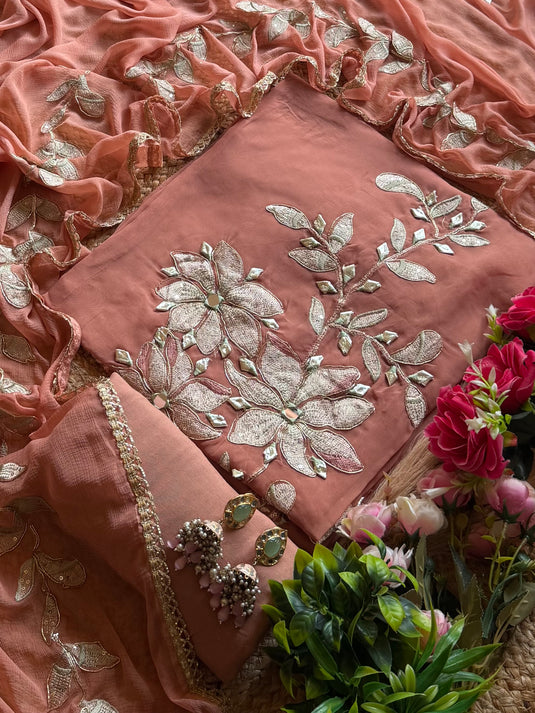 Kinari Soft organza patched suit set