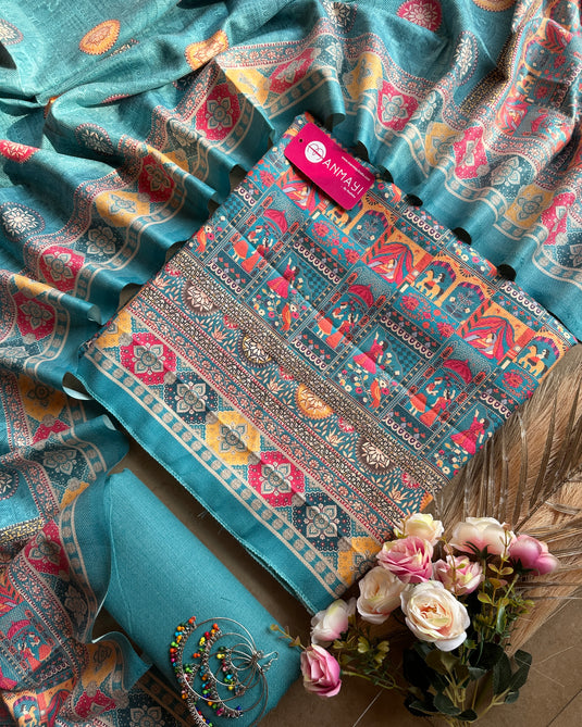 Persian print spun pashmina suit set