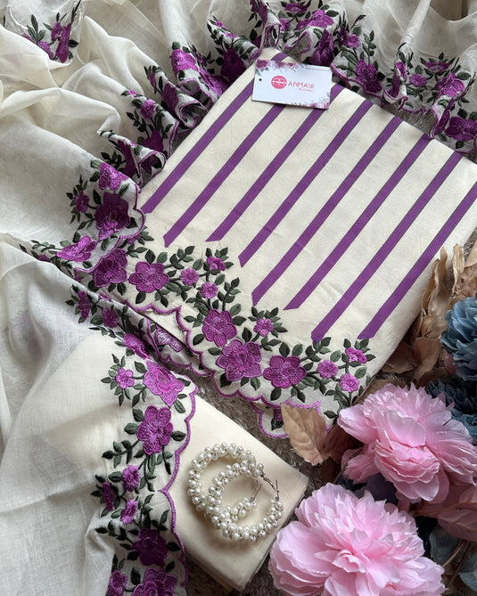 Stripes cotton Parsi work suit sets