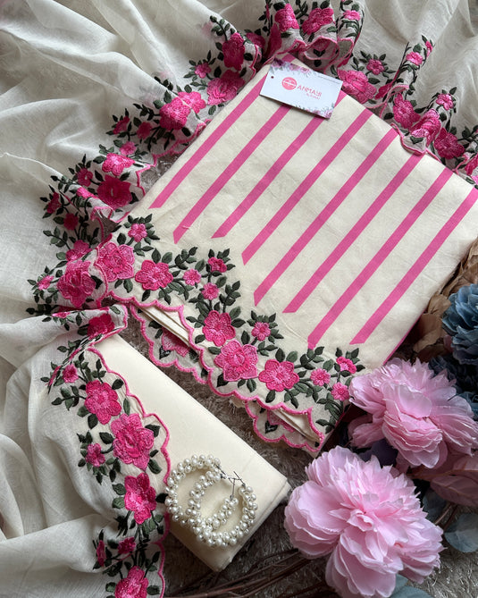 Stripes cotton Parsi work suit sets