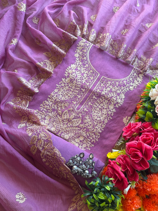 Soft gold Dori Mul Chanderi suit set