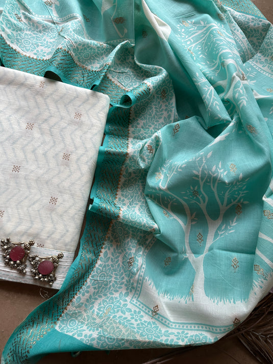 Combination Banarasi cotton suit set