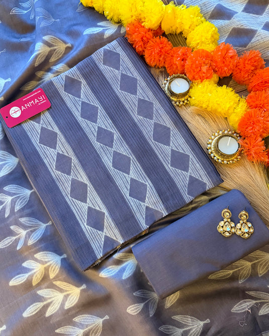 Shibori print pure mul chanderi suit set with pintex details