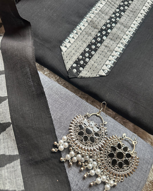 Geometric dupatta combination handloom suit set