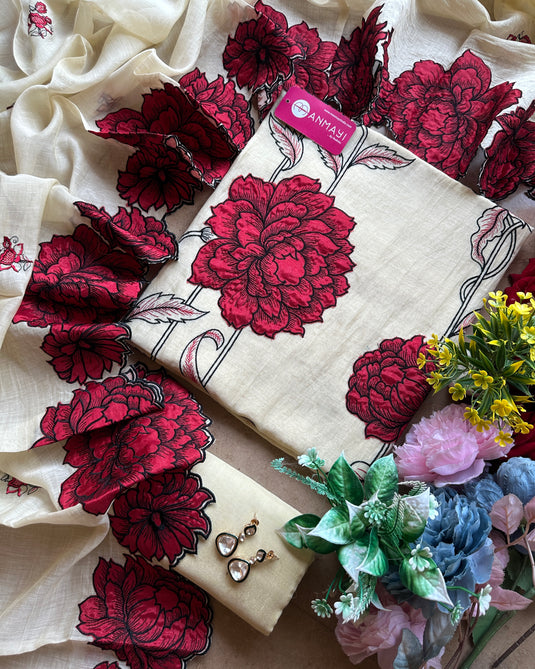 Embroidered cutwork pure mul suits