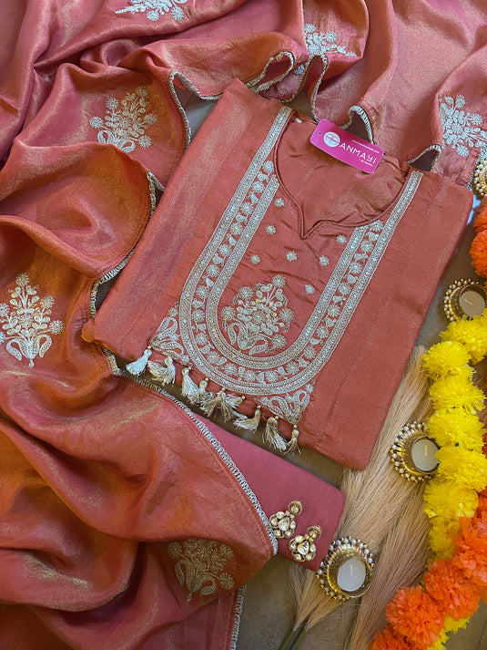 Hanging handmade tassels with Dori work on shimmer silk