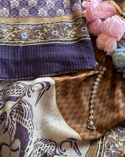 Pure Maheshwari block print suit set