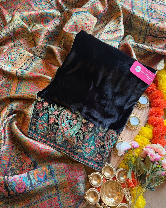Velvet Dori Daman suit set with Kani Weave dupatta