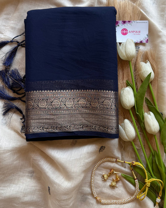 Aabha semi chiffon saree with brocade blouse
