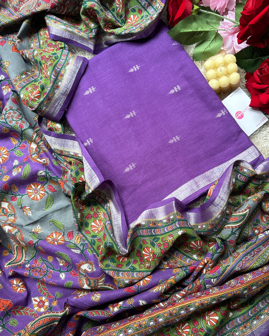 Linen All Over Banarasi highlights suit with digital dupatta