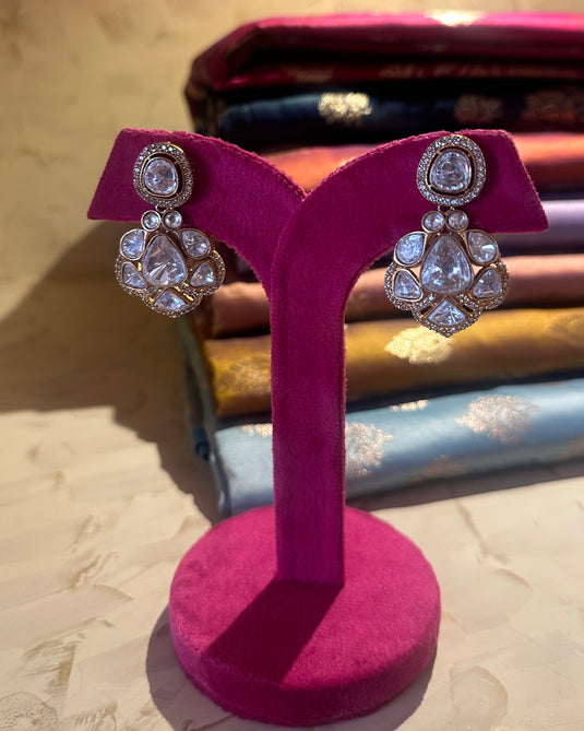 Kundan pear earrings