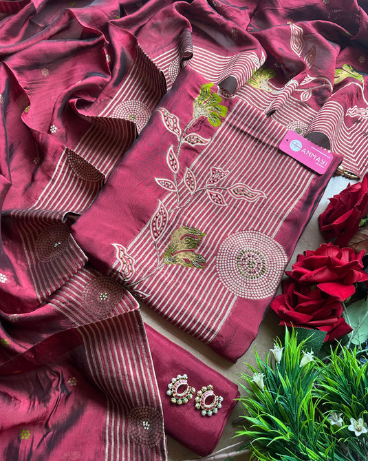 Taffeta silk jacquard banarasi suit set